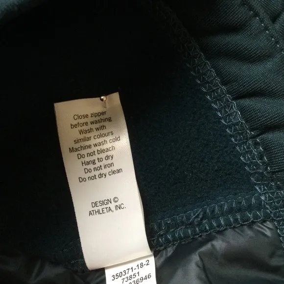 Athleta Abyss Green Rock Springs Midweight Quilted Hooded Jacket Full Zip XSmall