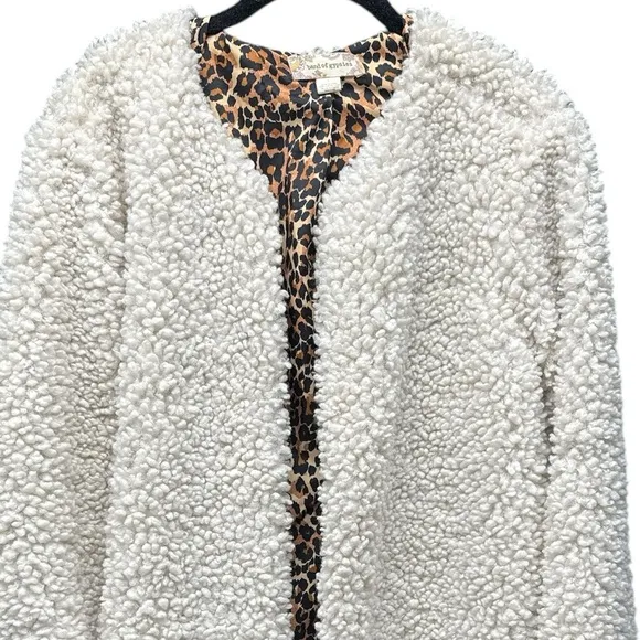 Band of Gypsies Women's Cream Faux Fur Shearling Coat Size Large