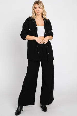 Black Textured Shacket