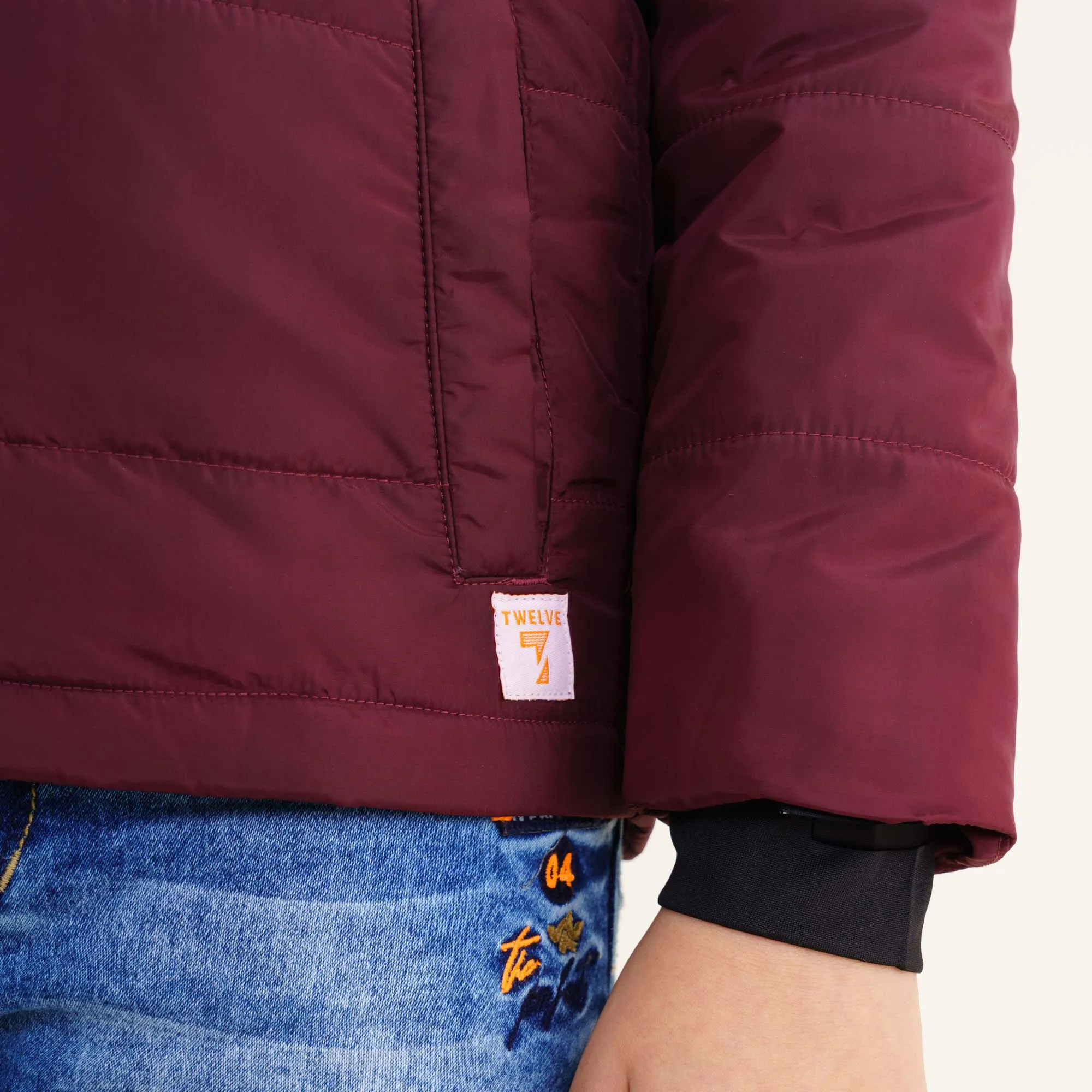 Boys Maroon & Black Quilting Jacket