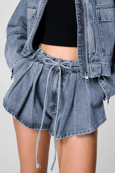 Cargo Denim Shorts with Pockets