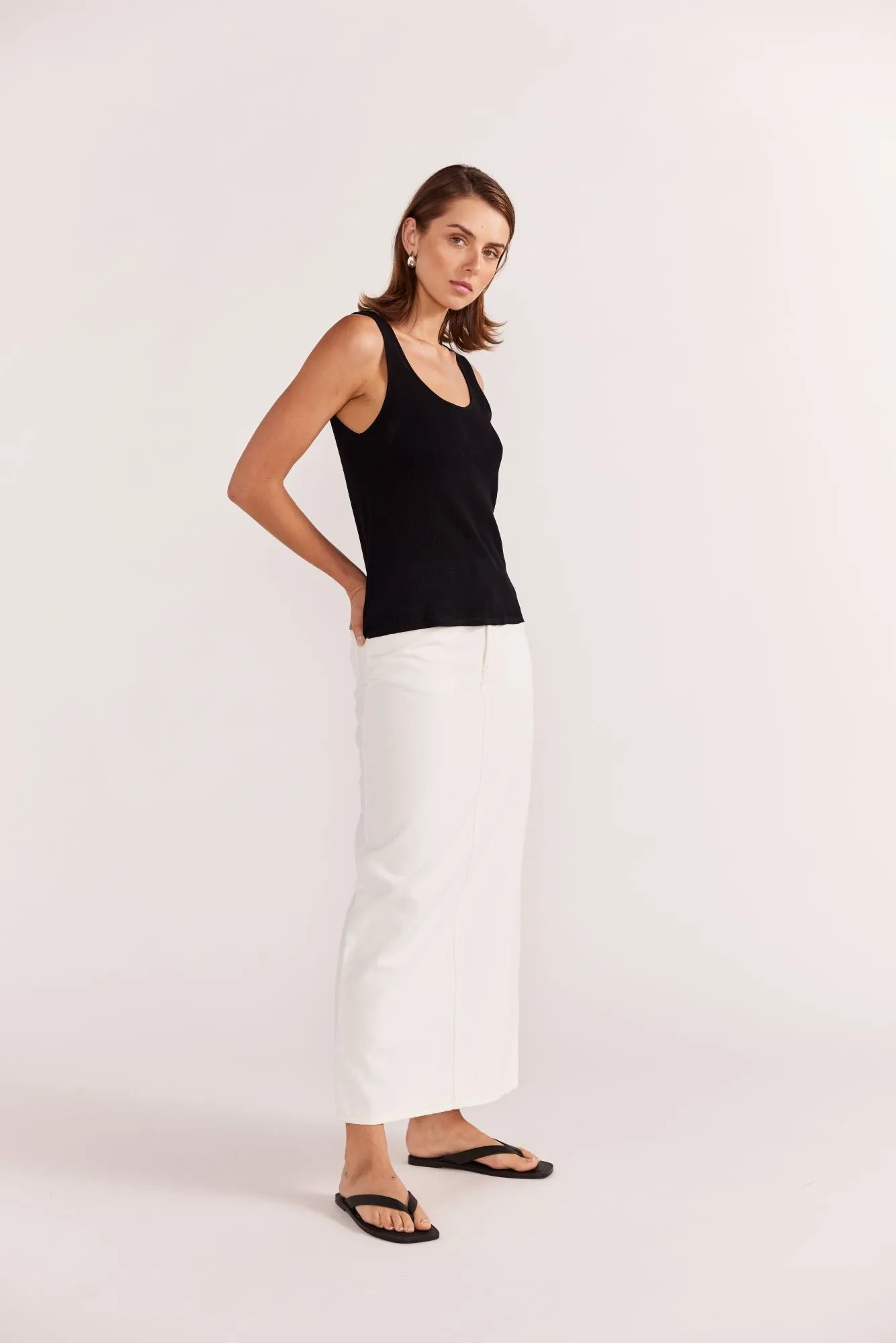 Dusk Sheer Knit Tank | Black