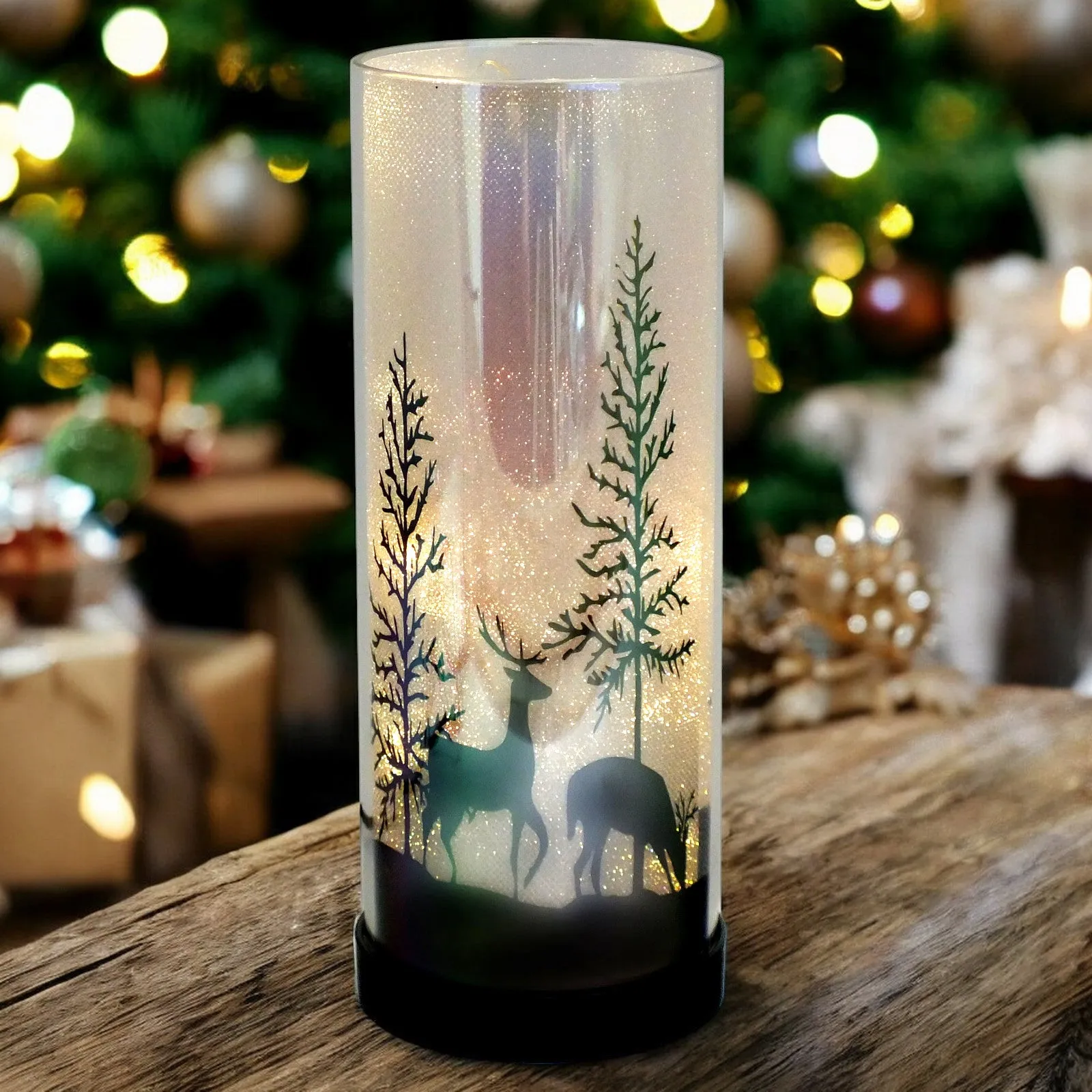 Large Luxa Sparkler Deer Park LED Christmas Lamp Xmas Light | Winter Forest Scene | USB or Battery Operated