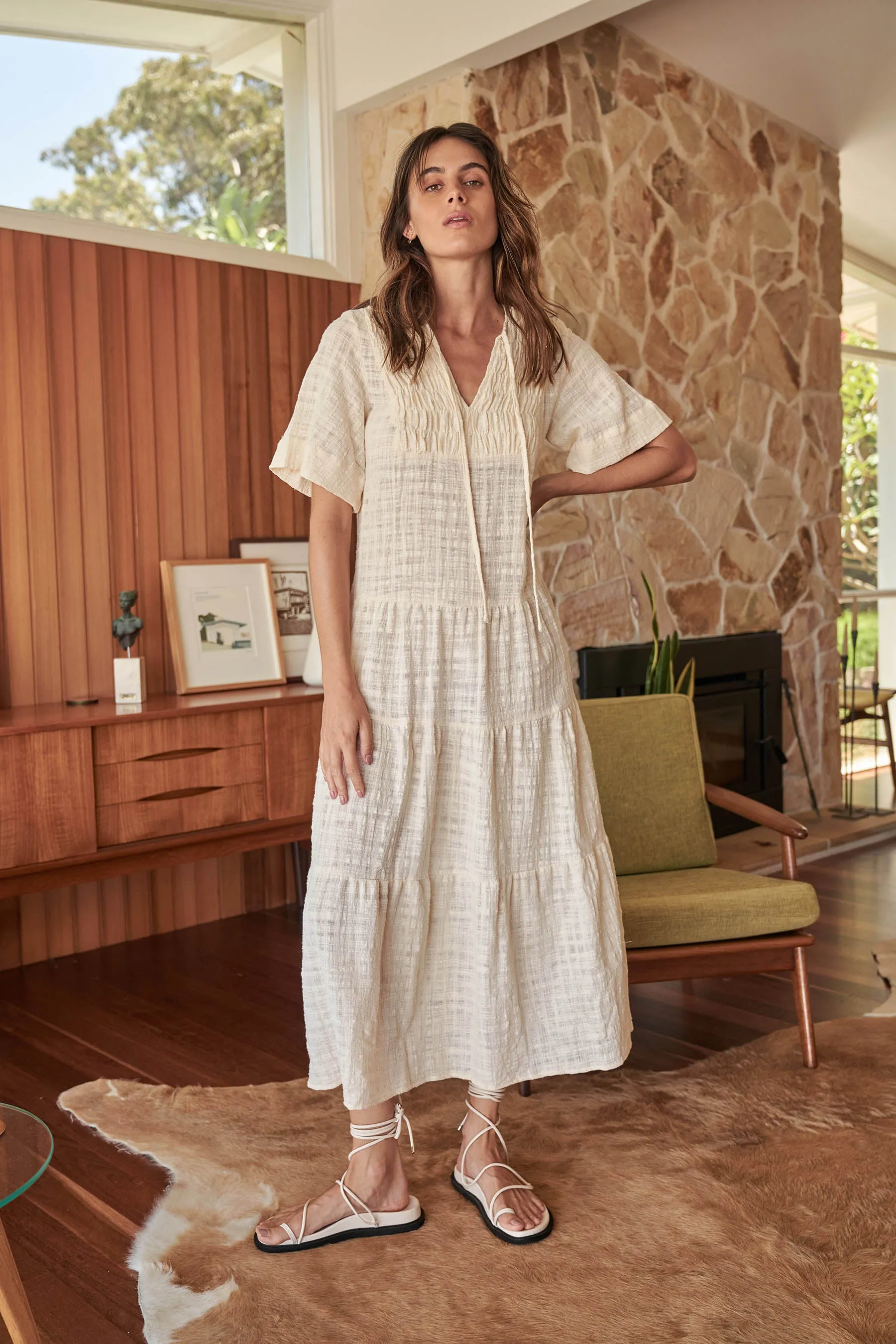 Little Lies Tulum Midi Dress (Cream)