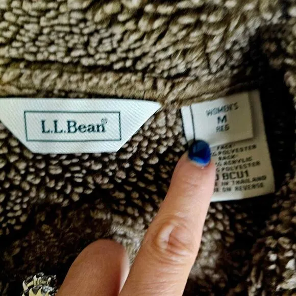 LL Bean Vintage SzM faux suede brown Y2K Floral Embroidered on sleeves n back.
