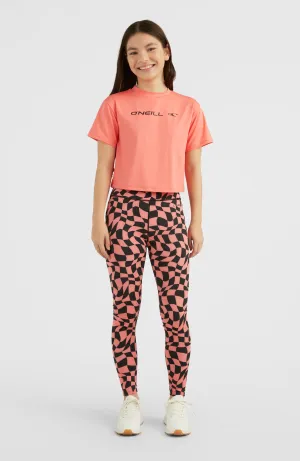 Outdoor Active High-Waist Leggings | Pink Checkboard