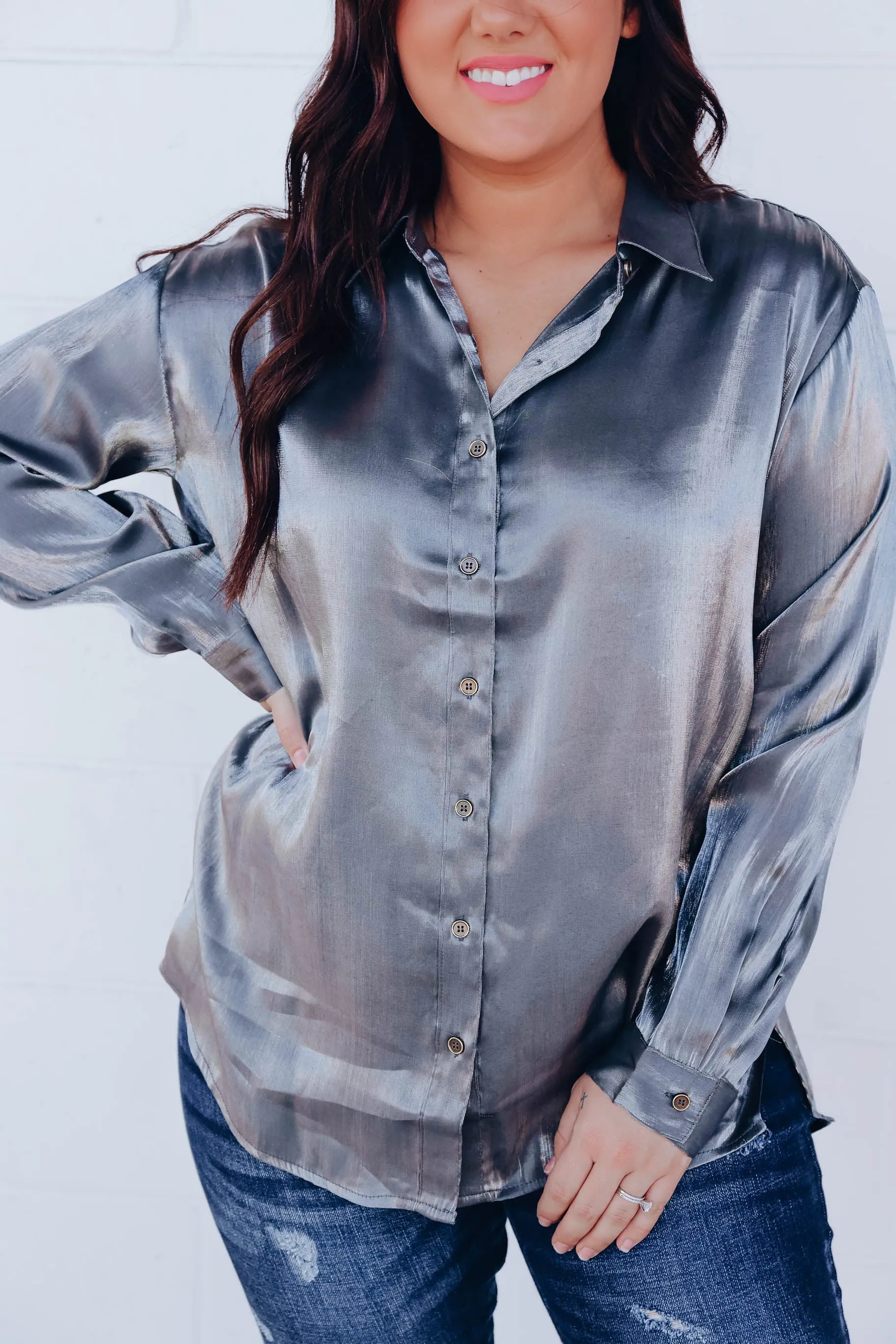 Parke Metallic Blouse - Smoke