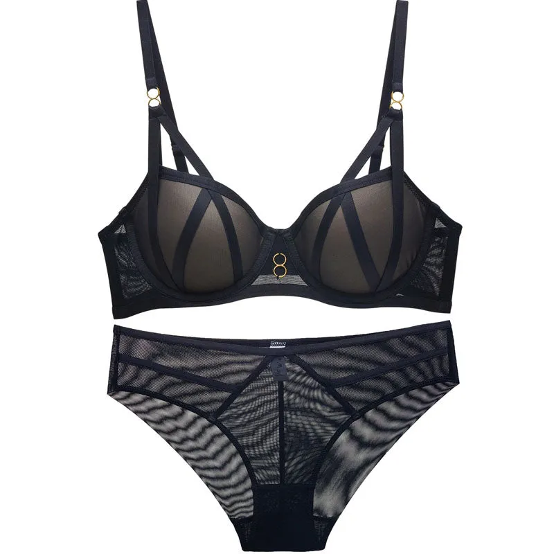 Solid Bandage Push Up Lingerie Set