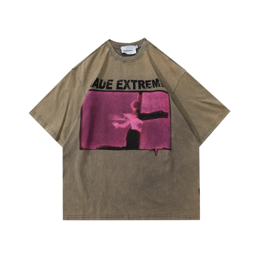 Vintage Washed Star Print T-shirt