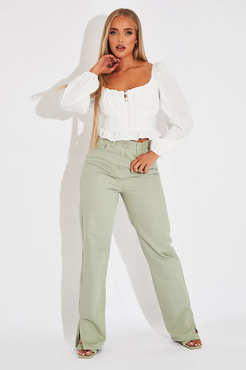 White Covered Button Top - Anelise
